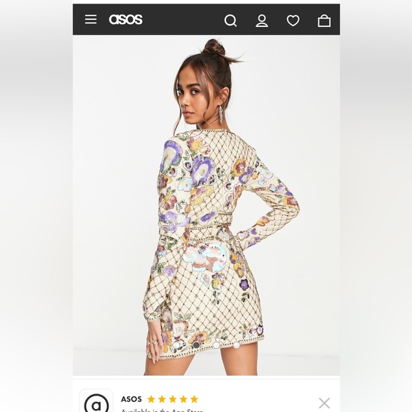 ASOS Structured V Neck Beaded Dress - Very Intricate Size 0 - NWT NEVER TRIED ON - Picture 5 of 6